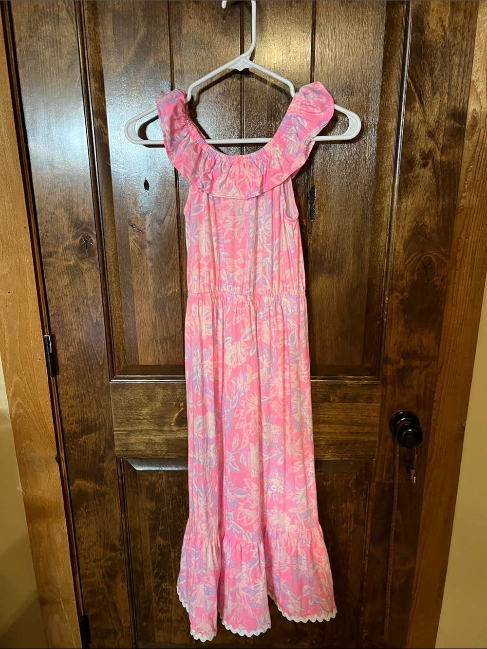Lilly Pulitzer Pink Floral Ruffle Maxi Dress